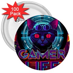 Gamer Life 3  Buttons (100 Pack)  by minxprints