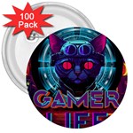 Gamer Life 3  Buttons (100 pack)  Front