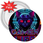 Gamer Life 3  Buttons (10 pack)  Front