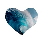 Tsunami Big Blue Wave Ocean Waves Water Standard 16  Premium Heart Shape Cushions Front