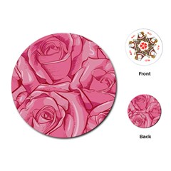 Pink Roses Pattern Floral Patterns Playing Cards Single Design (round) by Jancukart