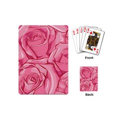 Pink Roses Pattern Floral Patterns Playing Cards Single Design (mini) by Jancukart