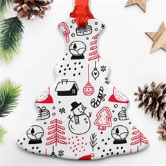 Christmas Themed Seamless Pattern Christmas Tree Ornament (two Sides) by Semog4