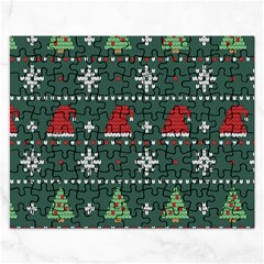 Beautiful Knitted Christmas Pattern Rectangular Jigsaw Puzzl by Semog4