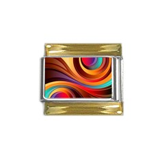 Abstract Colorful Background Wavy Gold Trim Italian Charm (9mm) by Semog4