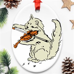 Cat Playing The Violin Art Ornament (oval) by oldshool