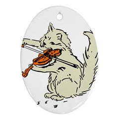 Cat Playing The Violin Art Ornament (oval) by oldshool