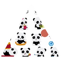 Playing Pandas Cartoons Wooden Puzzle Triangle by Semog4