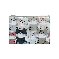 Cute Cat Couple Seamless Pattern Cartoon Cosmetic Bag (medium) by Semog4