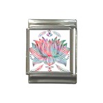 Lotus Feathers Boho Watercolor Italian Charm (13mm) Front