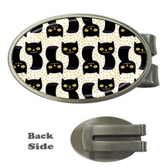 Black Cats And Dots Koteto Cat Pattern Kitty Money Clips (oval)  by Salman4z