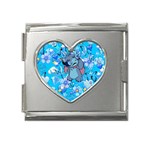 Blue Stitch Aesthetic Mega Link Heart Italian Charm (18mm) Front