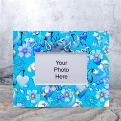 Blue Stitch Aesthetic White Tabletop Photo Frame 4 x6  by Salman4z