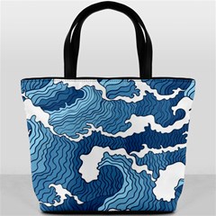 Waves Aesthetics Illustration Japanese Bucket Bag by Salman4z