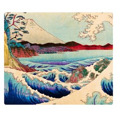 Wave Japanese Mount Fuji Woodblock Print Ocean Premium Plush Fleece Blanket (small) by Salman4z