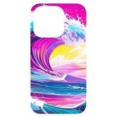 Tsunami Waves Ocean Sea Nautical Nature Water Blue Water Iphone 14 Pro Black Uv Print Case by Jancukart