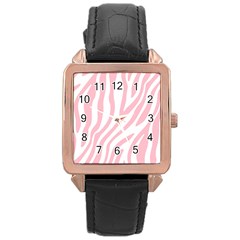 Pink Zebra Vibes Animal Print  Rose Gold Leather Watch  by ConteMonfrey