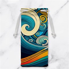 Waves Ocean Sea Abstract Whimsical Abstract Art 3 Jewelry Bag by Wegoenart