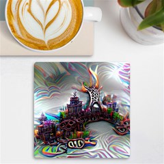 Abstract Art Psychedelic Art Experimental Uv Print Square Tile Coaster  by Uceng