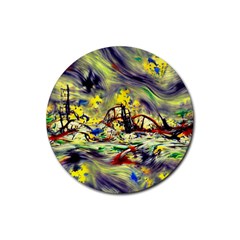 Abstract Arts Psychedelic Art Experimental Rubber Coaster (round) by Uceng