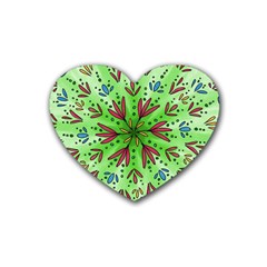 Flower Mandala Art Drawing Spring Background Rubber Coaster (heart) by Uceng