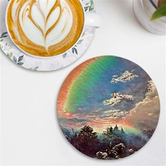 Abstract Art Psychedelic Arts Experimental Uv Print Round Tile Coaster by Uceng