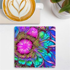 Abstract Art Psychedelic Experimental Uv Print Square Tile Coaster  by Uceng