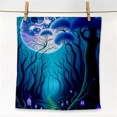 Blue Forrest Jungle,tree Trees Nature Landscape Face Towel by Uceng