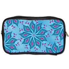 Flower Template Mandala Nature Blue Sketch Drawing Toiletries Bag (two Sides) by Uceng