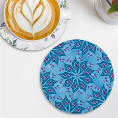 Flower Template Mandala Nature Blue Sketch Drawing Uv Print Round Tile Coaster by Uceng