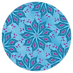 Flower Template Mandala Nature Blue Sketch Drawing Round Trivet by Uceng