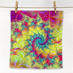 Fractal Spiral Abstract Background Vortex Yellow Face Towel by Uceng