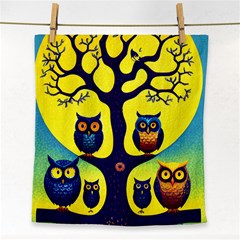 Owl Animal Cartoon Drawing Tree Nature Landscape Face Towel by Uceng