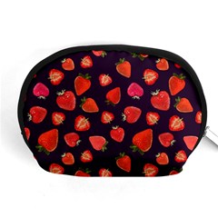 Strawberry On Black Accessory Pouch (medium) by SychEva