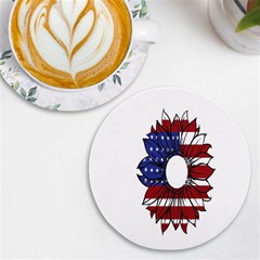 Us Flag Flower Sunshine Flag America Usa Uv Print Round Tile Coaster by Wegoenart