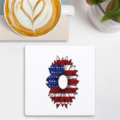 Us Flag Flower Sunshine Flag America Usa Uv Print Square Tile Coaster  by Wegoenart