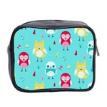 Owls Owl Bird Cute Animal Art Vector  Pattern Colorful Mini Toiletries Bag (Two Sides) Back