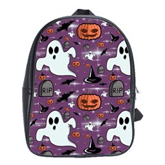 Pumpkin Ghost Witch Hat Halloween Sketch Holiday School Bag (large) by Ravend