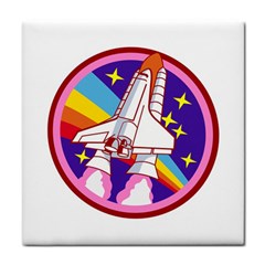 Badge Patch Pink Rainbow Rocket Tile Coaster by Salman4z