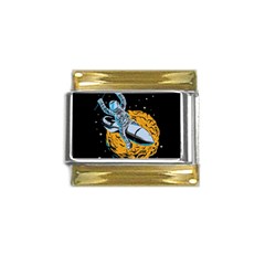 Astronaut Planet Space Science Gold Trim Italian Charm (9mm) by Salman4z