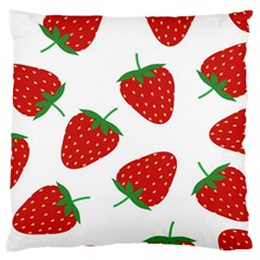 Seamless Pattern Fresh Strawberry Large Premium Plush Fleece Cushion Case (one Side) by Salman4z