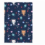 Cute Astronaut Cat With Star Galaxy Elements Seamless Pattern Small Garden Flag (Two Sides) Front