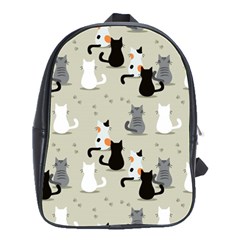 Cute Cat Seamless Pattern School Bag (large) by Salman4z