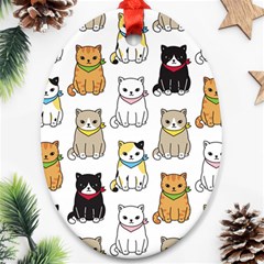 Cat Kitten Seamless Pattern Ornament (oval) by Salman4z