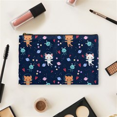 Cute-astronaut-cat-with-star-galaxy-elements-seamless-pattern Cosmetic Bag (medium) by Salman4z