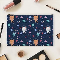 Cute-astronaut-cat-with-star-galaxy-elements-seamless-pattern Cosmetic Bag (large) by Salman4z