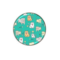 Seamless-pattern-cute-cat-cartoon-with-hand-drawn-style Hat Clip Ball Marker (4 Pack) by Salman4z