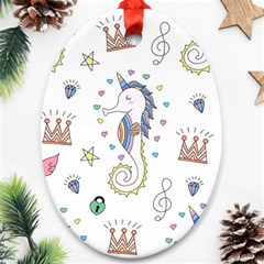 Seamless-pattern-cute-unicorn-cartoon-hand-drawn Ornament (oval) by Salman4z