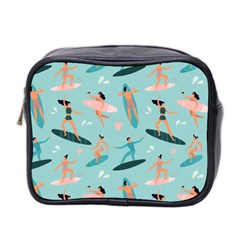 Beach-surfing-surfers-with-surfboards-surfer-rides-wave-summer-outdoors-surfboards-seamless-pattern- Mini Toiletries Bag (two Sides) by Salman4z