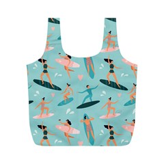 Beach-surfing-surfers-with-surfboards-surfer-rides-wave-summer-outdoors-surfboards-seamless-pattern- Full Print Recycle Bag (m) by Salman4z